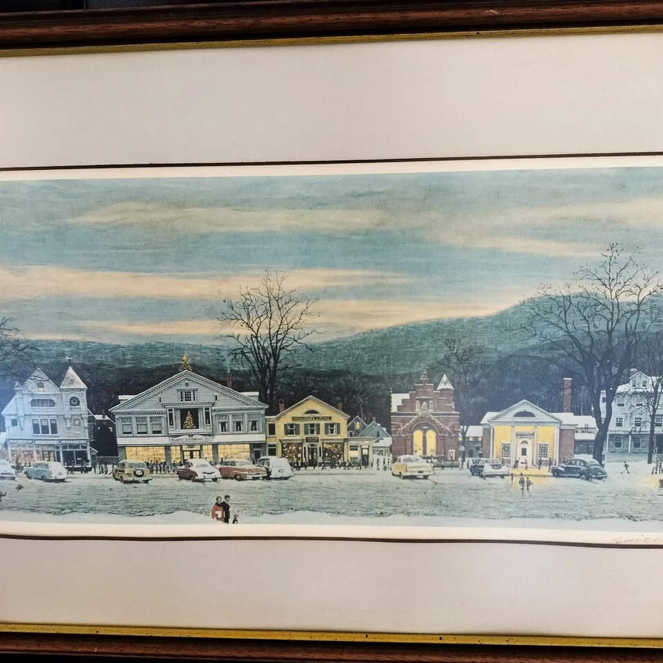 Norman Rockwell "Stockbridge, Main Street At Christmas" Signed 1967 Litho - Image 4 of 4