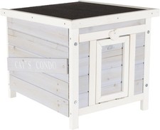 Small Outdoor Cat House Weatherproof Cat Home W/ Raised Floor Hinged Asphalt