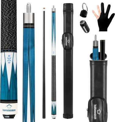 HomeSeason Pool Cue Stick 58'' Billiard Cue Sticks Nylon Thread Grip W/Carry Case