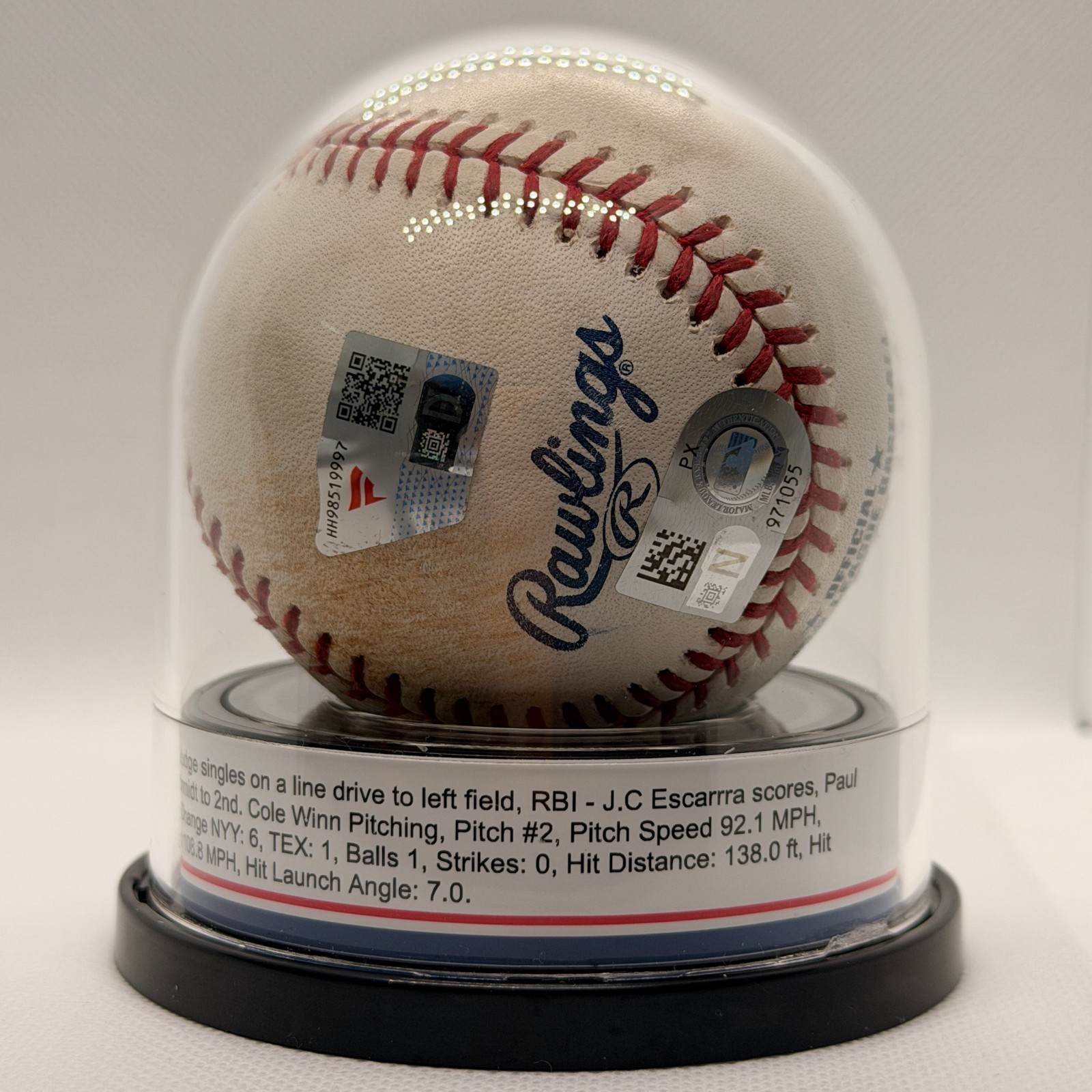 Aaron JUDGE Game Used RBI Single Auto Baseball w/ Lineup Card 2026 MLB Fanatics view 4