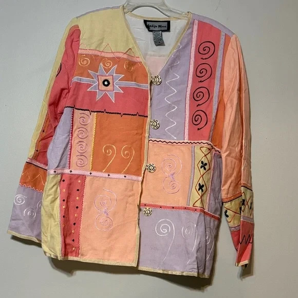 Indigo Moon colorful patchwork jacket, embroidery… - image 1