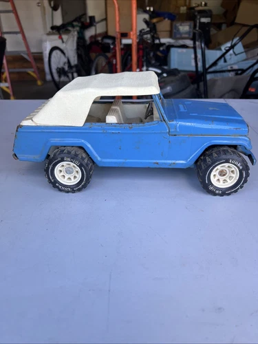 Vintage Tonka Blue Jeepster Jeep 13" With Hitch 1970s Rare