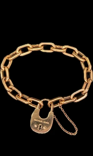 Bracciale MICHAEL KORS maglia catena bronzo oro rosa con lucchetto funzionante #5 JB11