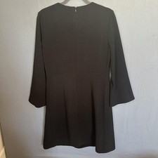 Taylor Dress Womens 6 Black V-Neck Long Sleeve A-Line Lined Back Zip Cocktail
