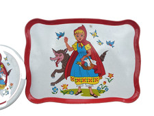 VTG "Little Red Riding Hood" Tin Child Plates & Tray 11Pcs.