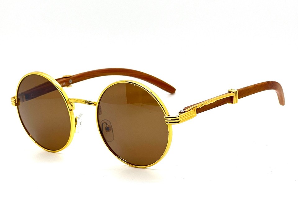 Sunglasses Classic Rapper Style Elegant Circle Outdoor Brown Clear Lens ...