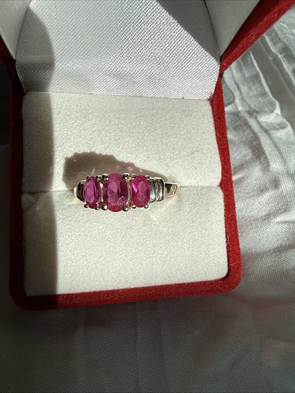 Red-Pinkish Ruby Ring In 10k Solid Gold. - image 9