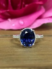 2Ct Oval Cut Lab Created Women's Sapphire Engagement Ring 14k White Gold Plated