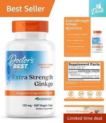Herbal Extra Strength Ginkgo Biloba 120mg Capsules - , Non-GMO, 360 Count