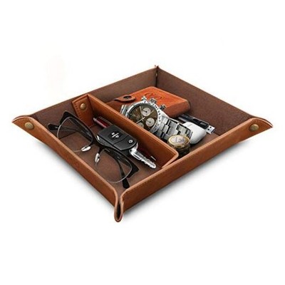 Leather Tray Organizer - Practical Lightweight Water Resistant Light Brown