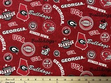 UNIVERSITY OF GEORGIA BULLDOGS, Hm St, 1/4 Yard 9 x 43 100 Cotton Fabric