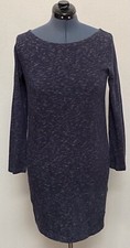 GAP M Navy Blue Marled Stretch Boat Neck Long Sleeve Short Shift Dress