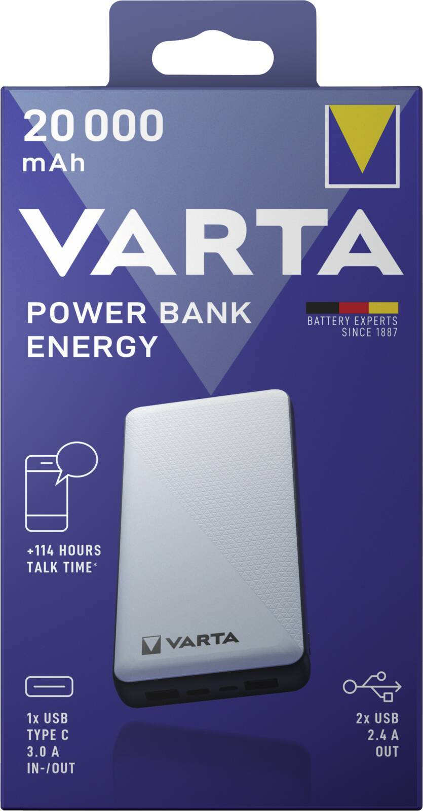 Varta Power Bank Energy 20000Mah +Ladekabel