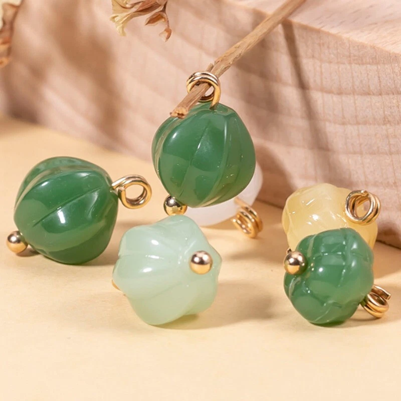 10 X Imitation Jade Pumpkin Bead Shirt Button Buckle for Hanfu Sewing Qipao DIY - Image 2 of 4