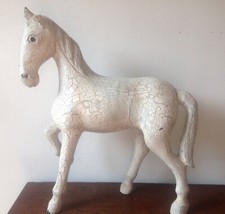 VINTAGE INDIA RAJHASTANI FESTIVAL HORSE  HAND CARVED AND PAINTED WOOD