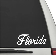 Florida Gators FLORIDA SCRIPT in WHITE Cut Vinyl Decal UF Car Truck Sticker
