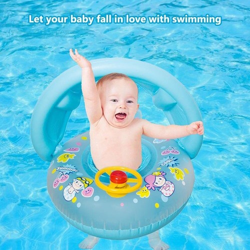 Inflatable Baby Swimming Float,Kid Swimming Ring with Sun Canopy,Baby Pool Float - Bild 4 von 16