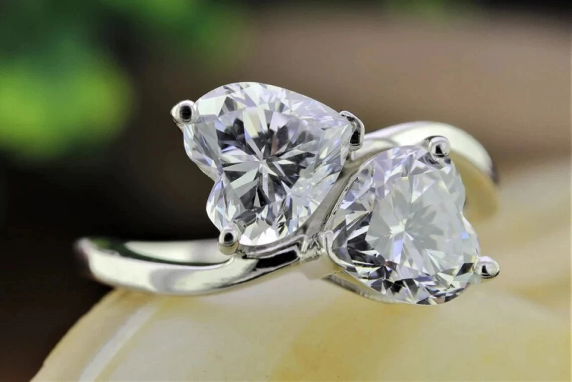 Two hearts diamond ring sale