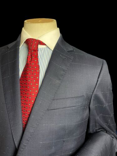 Simon Carter Navy Anzug 38R / W34x30 Guabello Italian Wool Check Wedding Business - Bild 3 von 17