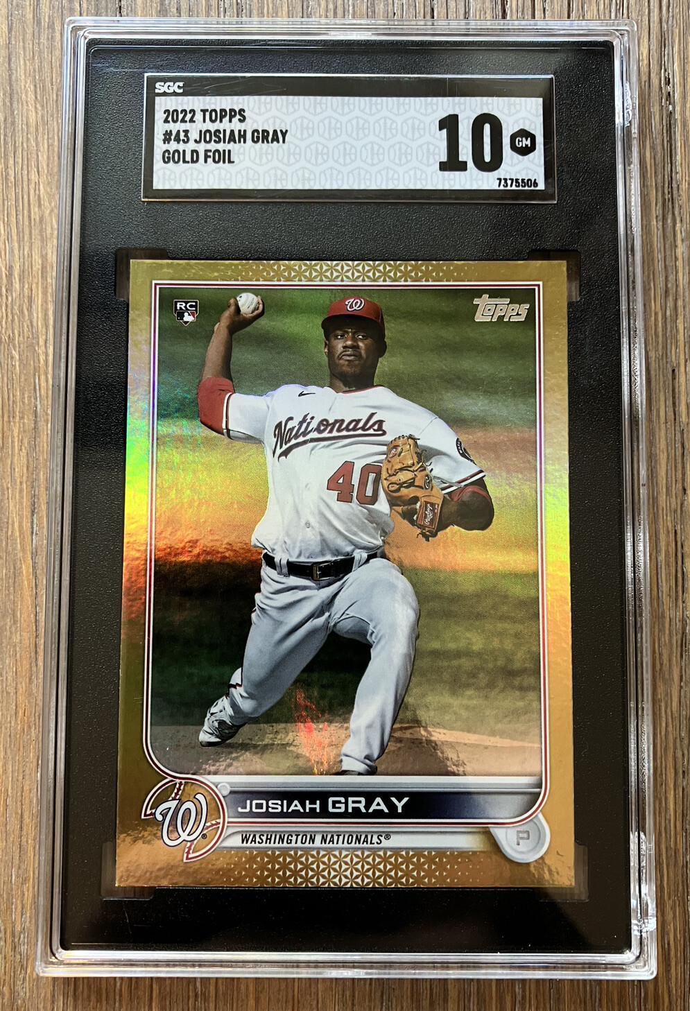 Josiah Gray 2022 Topps Series 1 Baseball #43 Gold Foil Rookie RC SGC 10 💎Mint