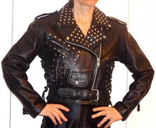 Lk Black Leather Women Motorcycle Silver Studs Jacket Thinsulate 3m Rocky S Xs