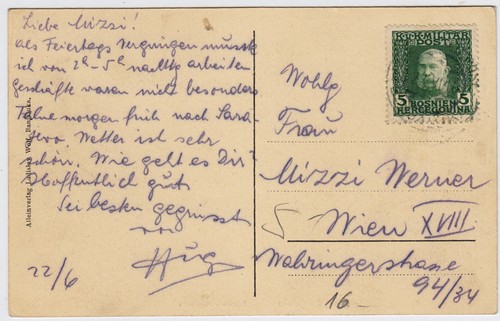 BOSNIA 191. 5h KARTE, BANJALUKA nach WIEN