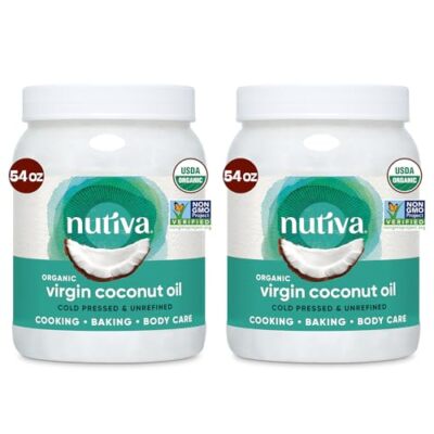 Nutiva Organic Virgin Coconut Oil Cold Pressed 54 Fl Oz Pack of 2 Cooking Oil