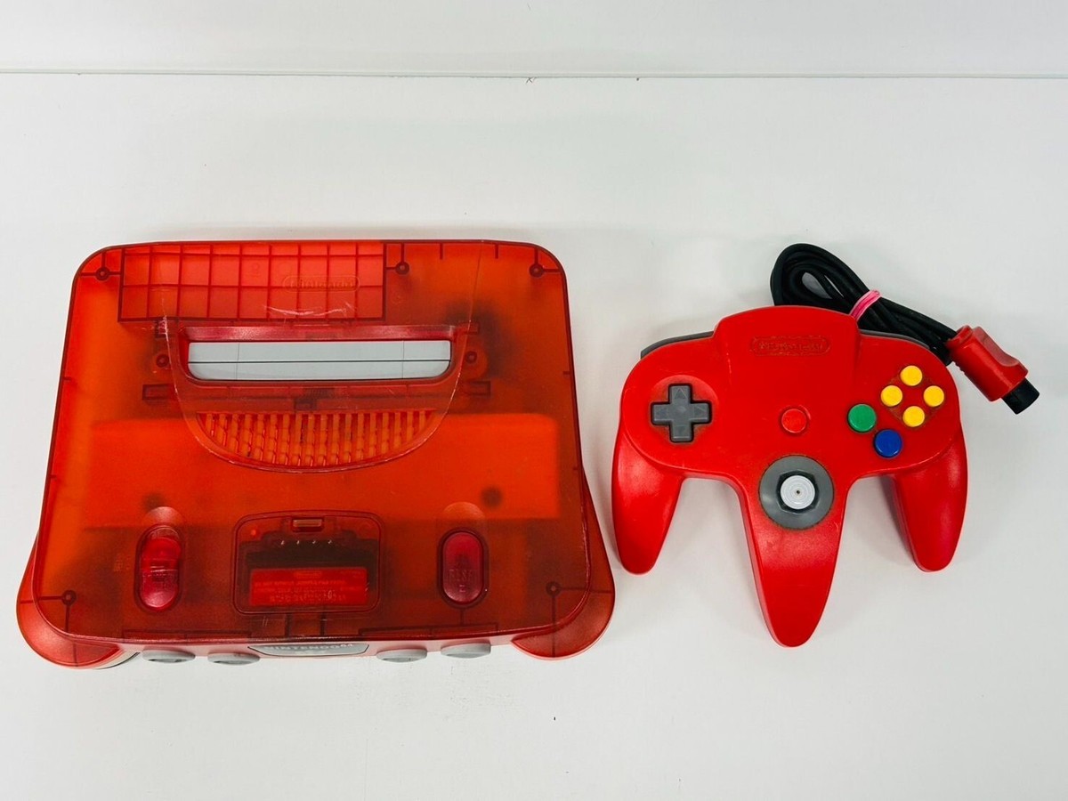 Nintendo 64 N64 Clear Red NUS-001 Console w/Controller Used Nintendo 64 N64 Clear Red NUS-001 Console w/Controller Used