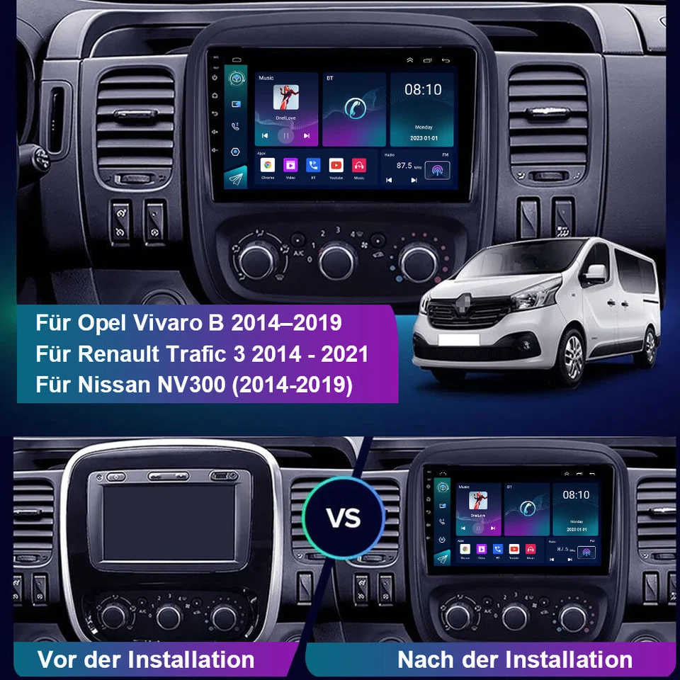 Für Opel Vivaro B Renault Trafic 3 Autoradio Carplay Android 13 DAB+ GPS +Kamera - Bild 4 von 4