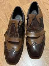 Stylish Vintage Haig Dunn Brown Leather  Golf Shoes Wing Tip Tassel  8 M.