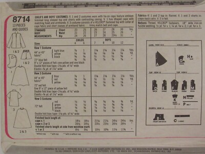 VTG 76 SIMPLICITY 8714 Boys SUPERHERO COSTUMES Batman Robin