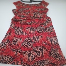 Bisou Bisou Dress Womens Red Snakeskin Animal Print