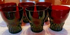 Set of 6 Vintage Royal Ruby Anchor Hocking Honeycomb 6 Oz Beverage Glasses MINT