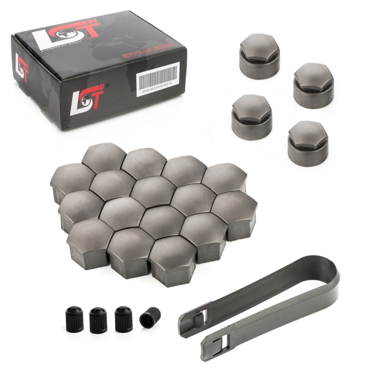 20X Wheel Nut Caps Set 17 Mm Gray Theft Resistant For LANCIA