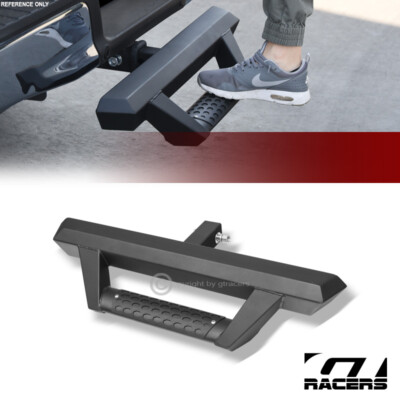 7'' Drop Matte Black Hoop Style Rear Trailer Hitch Step w/2'' Tow Receiver G03