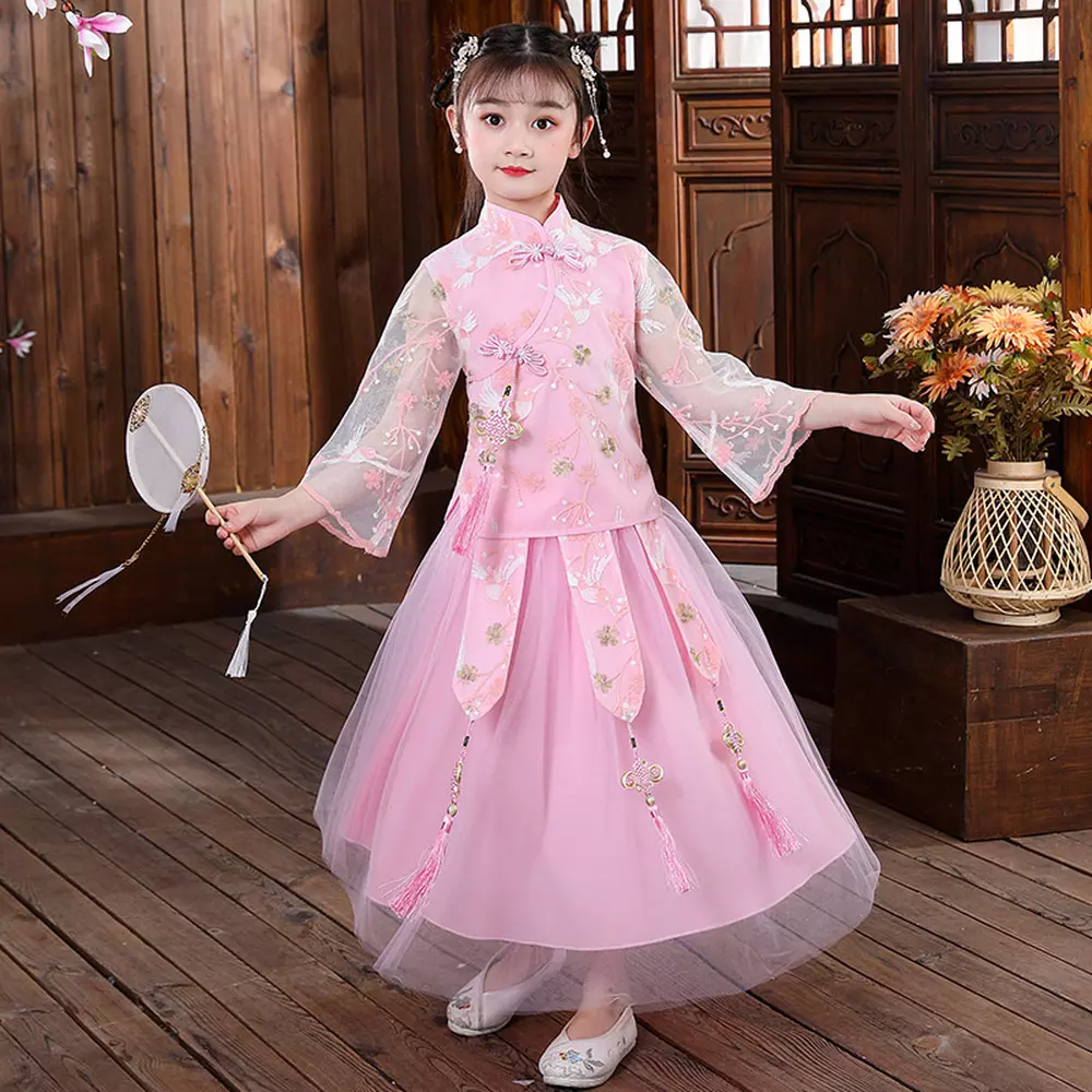 Ragazze Ricamato Ttang Abito Cheongsam Vestito Cinese Bambini