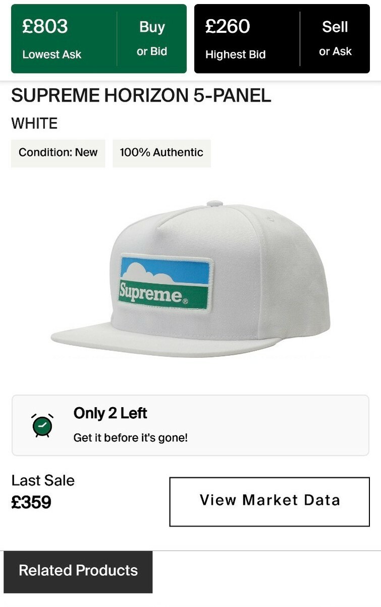 帽子 Supreme 18FW Horizon 5-Panel Supreme Horizon 5-Panel (FW18) - $44