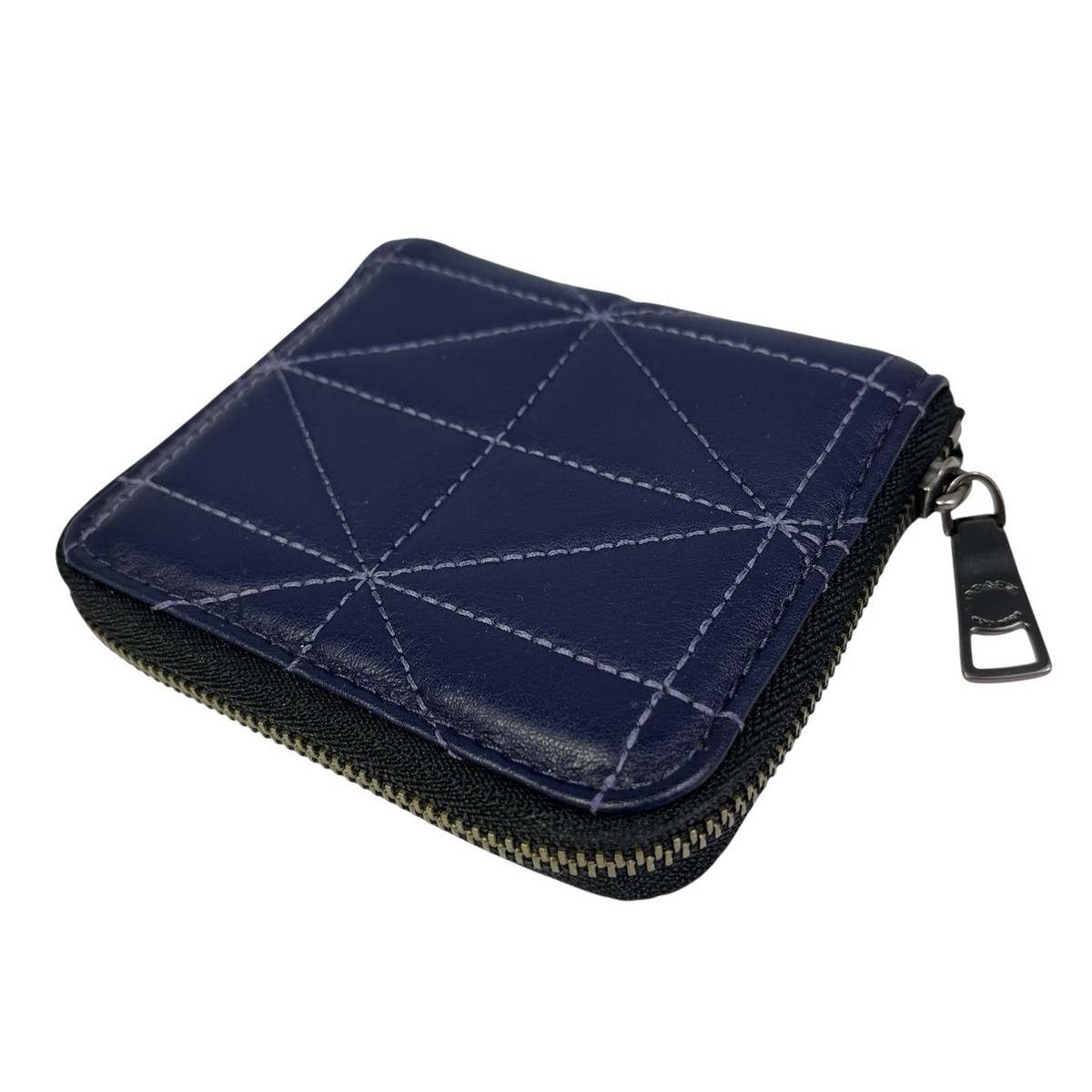 COACH Small Zip Around Wallet Card Case With Quilting Blue  display picture 1