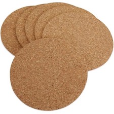 6 x Round Placemats Natural Cork Table Mat Dining Tableware Heat Resistant 22cm