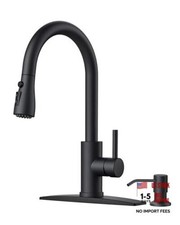 Black Kitchen Faucet with Soap Dispenser and Pull Down Matte Black Classic