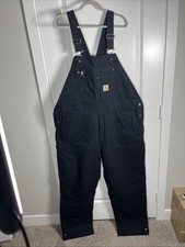 Carhartt OR4031-M Washed Duck Insulated Bib Overall Loose Fit Black NWT 2XL