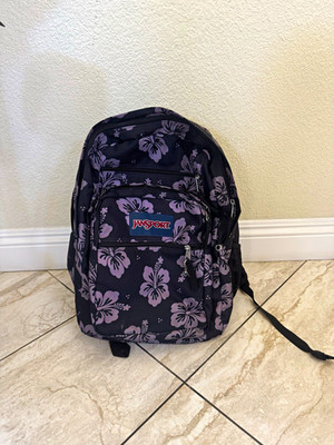 JanSport Black/Gray Floral Zip Backpack Polyester Adjustable Straps Unisex Kids