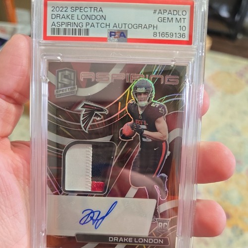 2022 Panini Spectra Drake London RPA ROOKIE PATCH AUTO HYPER /60 PSA 10 Gem Mint