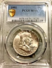 1951 Franklin Half Dollar 90% Silver Uncirculated 50C Coin, PCGS MS64 Certified