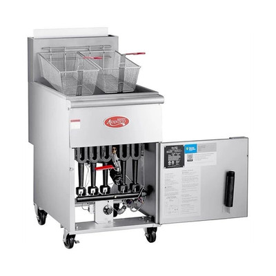 Avantco 177FF100N Floor Deep Fat Fryer Natural Gas 150,000 BTU Filtration