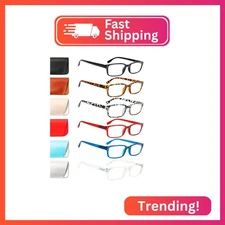 Kerecsen 6-Pack Reading Glasses Blue Light Blocking,Spring Hinge Readers for Men