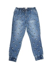 Disney Parks Authentic Blue Denim Jogger Pants with Mickey Print size M