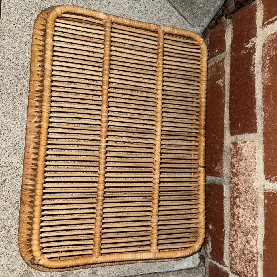 Bandeja para servir MCM danesa de ratán Artek 1960 moderna elegante boho bambú vintage Foto 4 de 4