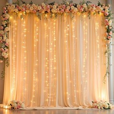 10 x 10ft Dark Champagne Backdrop Curtains with Lights String