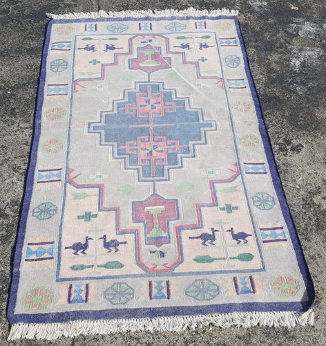 Vintage Traditional Handmade Epic Turkish Style Cotton Kilim Floor Rug 151x92 cm